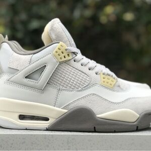 Jordan 4 Photonz   Gray and Cream Sneakers